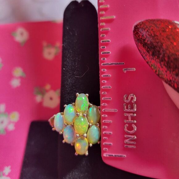 Ethiopian Welo Opal Sterling Silver Cluster Ring - Picture 7 of 7
